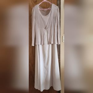 Women's formal dress Champagne color, 2 piece - dress and mesh jacket